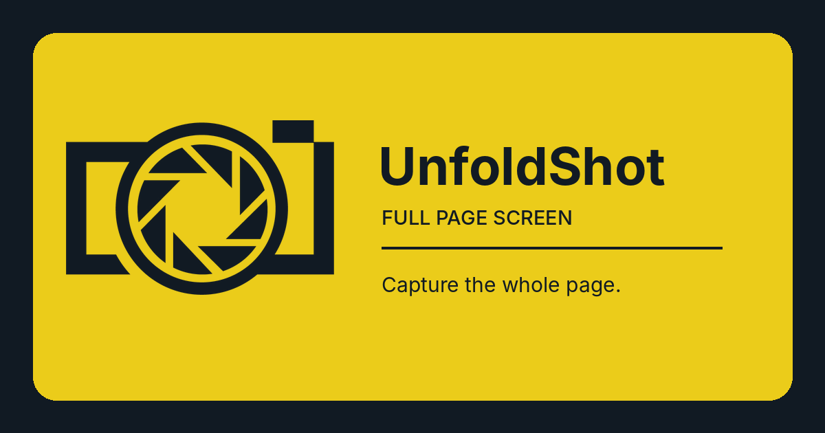 Official UnfoldShot brand card with the camera and aperture mark